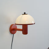 Modern Oak Wood Mushroom Wall Sconce with White Diffuser Shade for Indoor Lighting