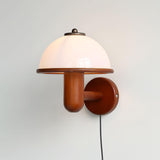 Modern Oak Wood Mushroom Wall Sconce with White Diffuser Shade for Indoor Lighting