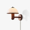 Modern Oak Wood Mushroom Wall Sconce with White Diffuser Shade for Indoor Lighting