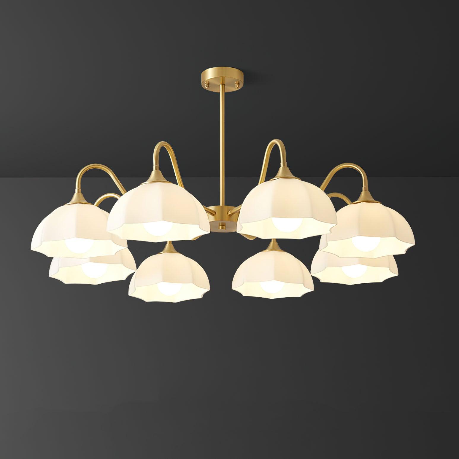 Modern Octagonal Glass Bowl Brass Chandelier Luxury Indoor Pendant Ceiling Light Fixture