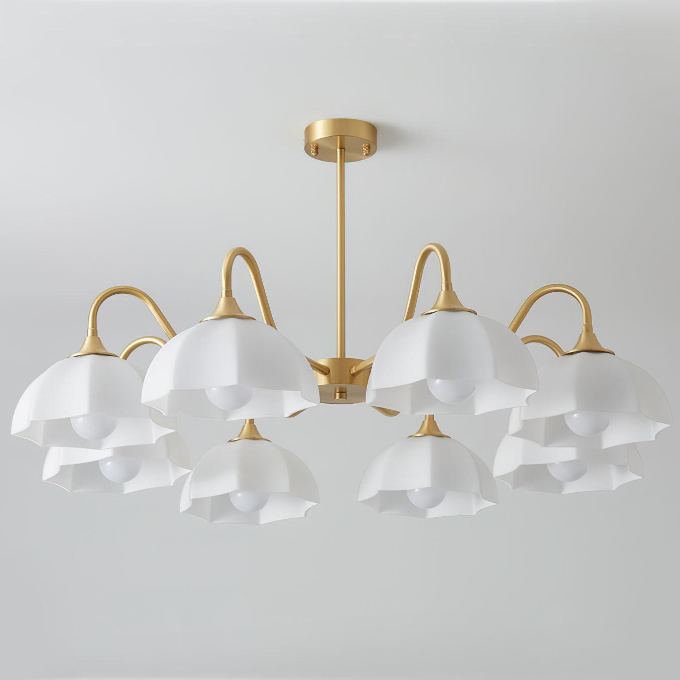 Modern Octagonal Glass Bowl Brass Chandelier Luxury Indoor Pendant Ceiling Light Fixture