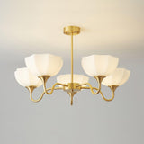 Modern Octagonal Glass Bowl Brass Chandelier Luxury Indoor Pendant Ceiling Light Fixture