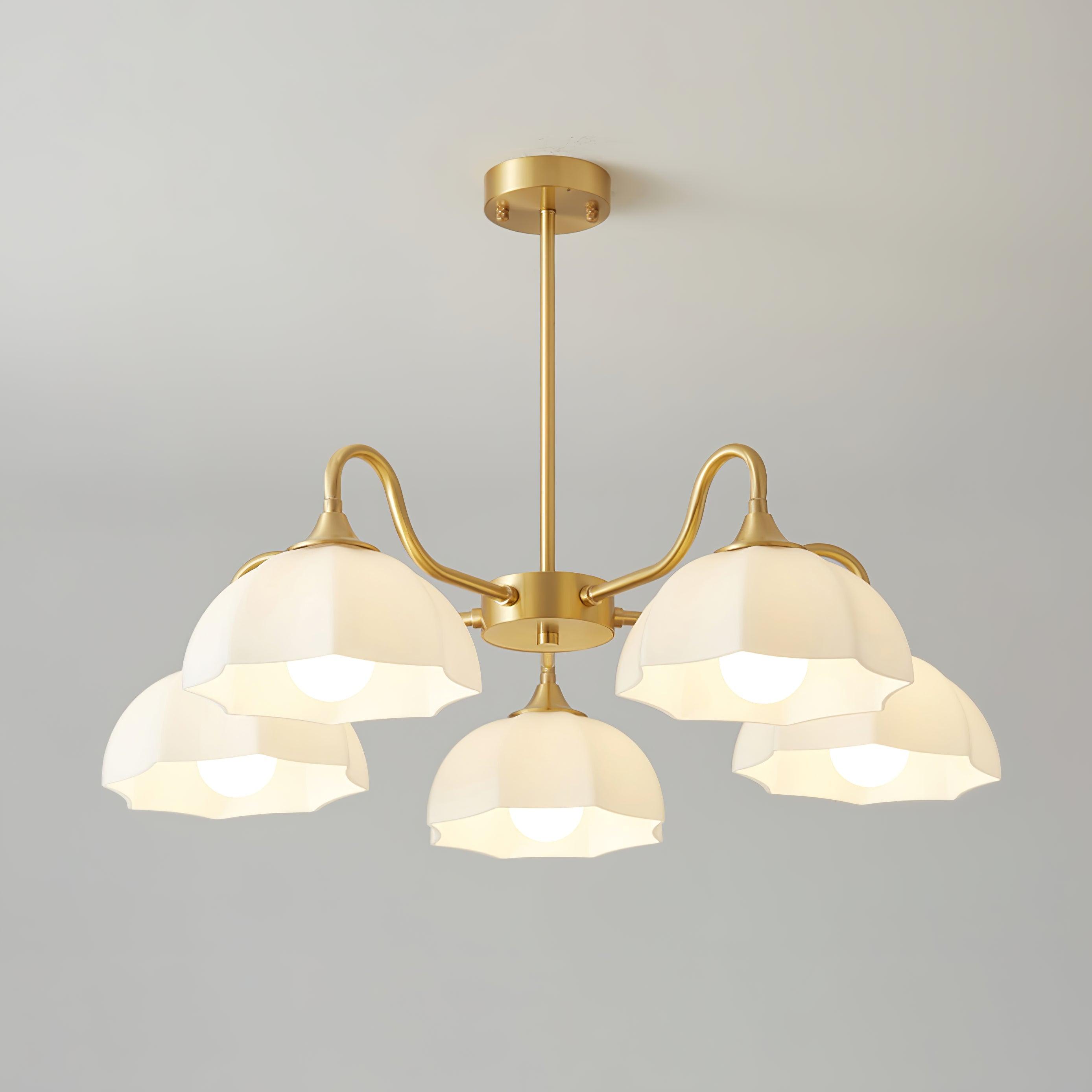 Modern Octagonal Glass Bowl Brass Chandelier Luxury Indoor Pendant Ceiling Light Fixture