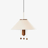Modern Octopus Organic Shaped Pendant Light with Wood Accents and Fabric Shade