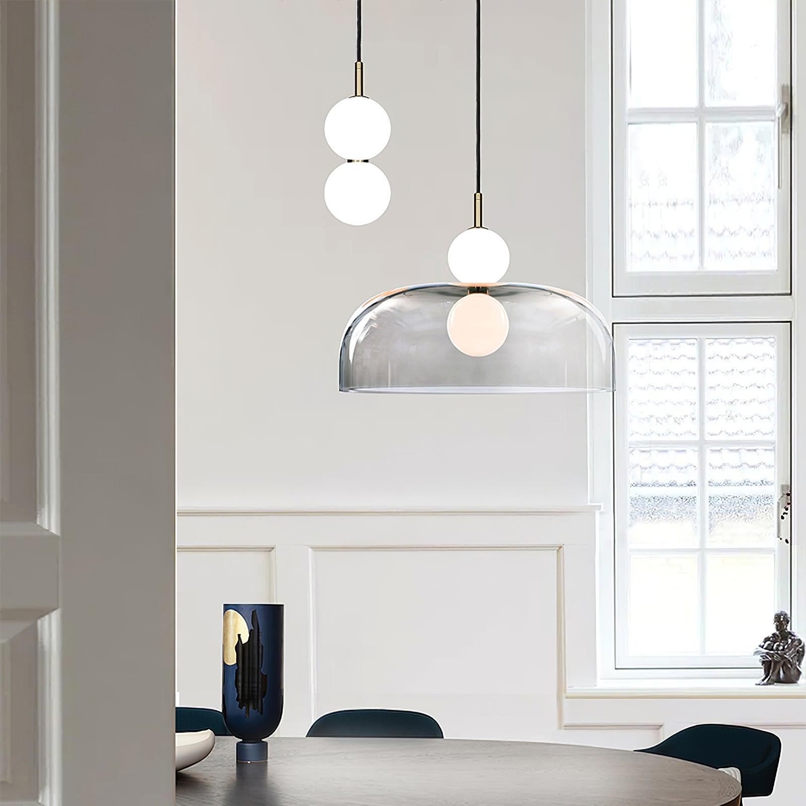 Modern Ohm Glass Globe Pendant Light Fixture with Integrated LED Hanging Ceiling Lamp