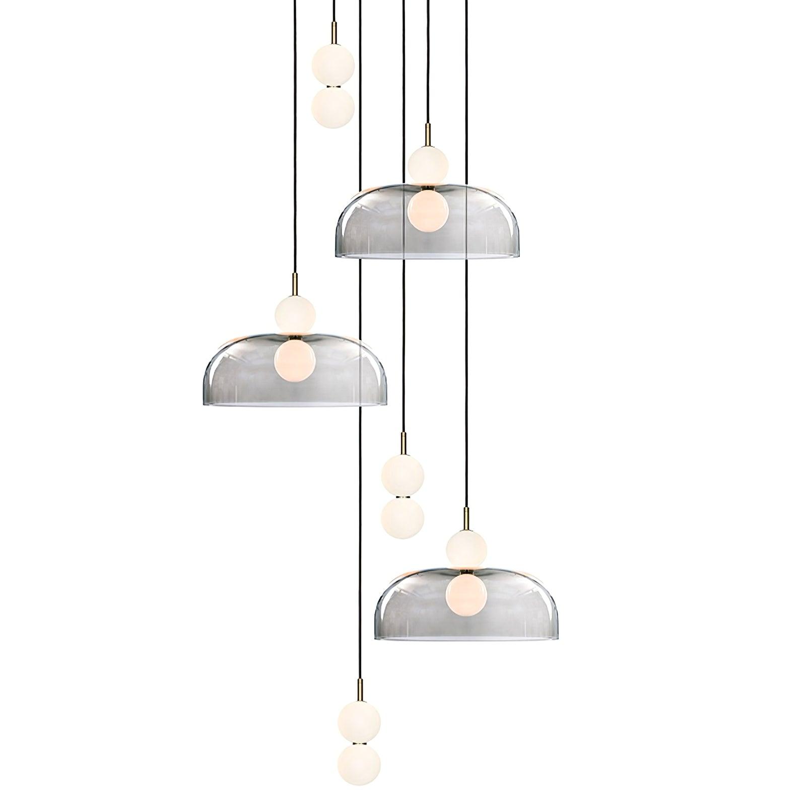 Modern Ohm Glass Globe Pendant Light Fixture with Integrated LED Hanging Ceiling Lamp