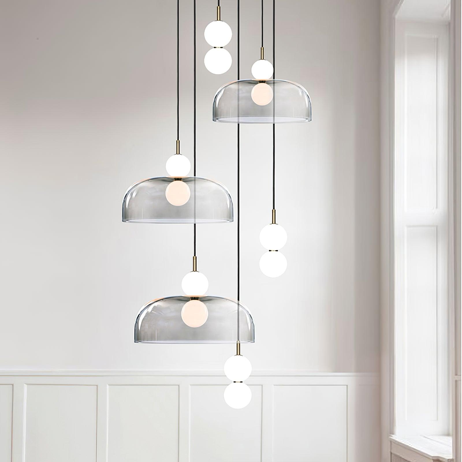 Modern Ohm Glass Globe Pendant Light Fixture with Integrated LED Hanging Ceiling Lamp