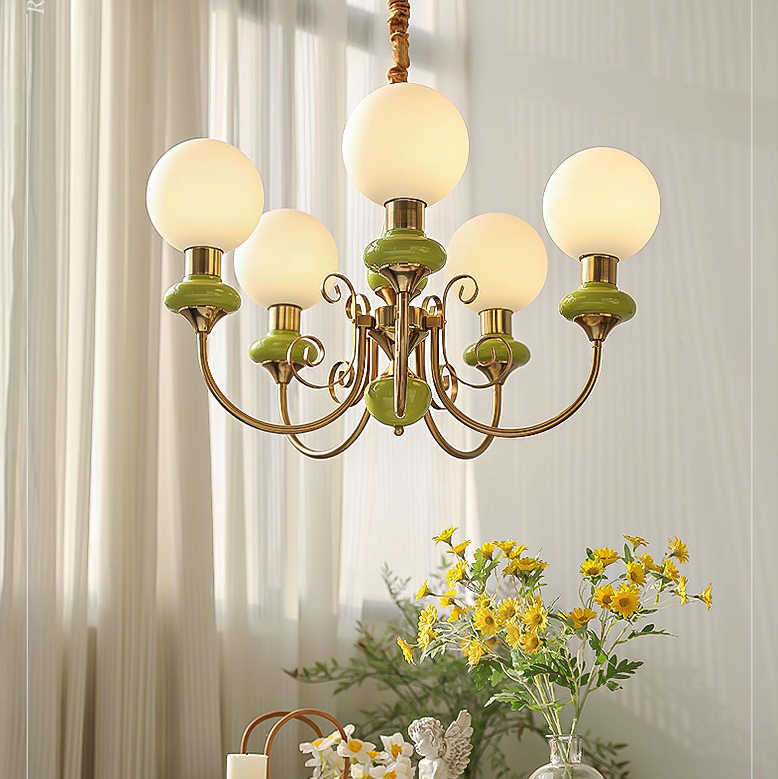 Modern Onyx Glass Pendant Light Metal Chandelier for Dining Room Living Space