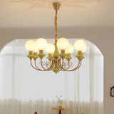 Modern Onyx Glass Pendant Light Metal Chandelier for Dining Room Living Space