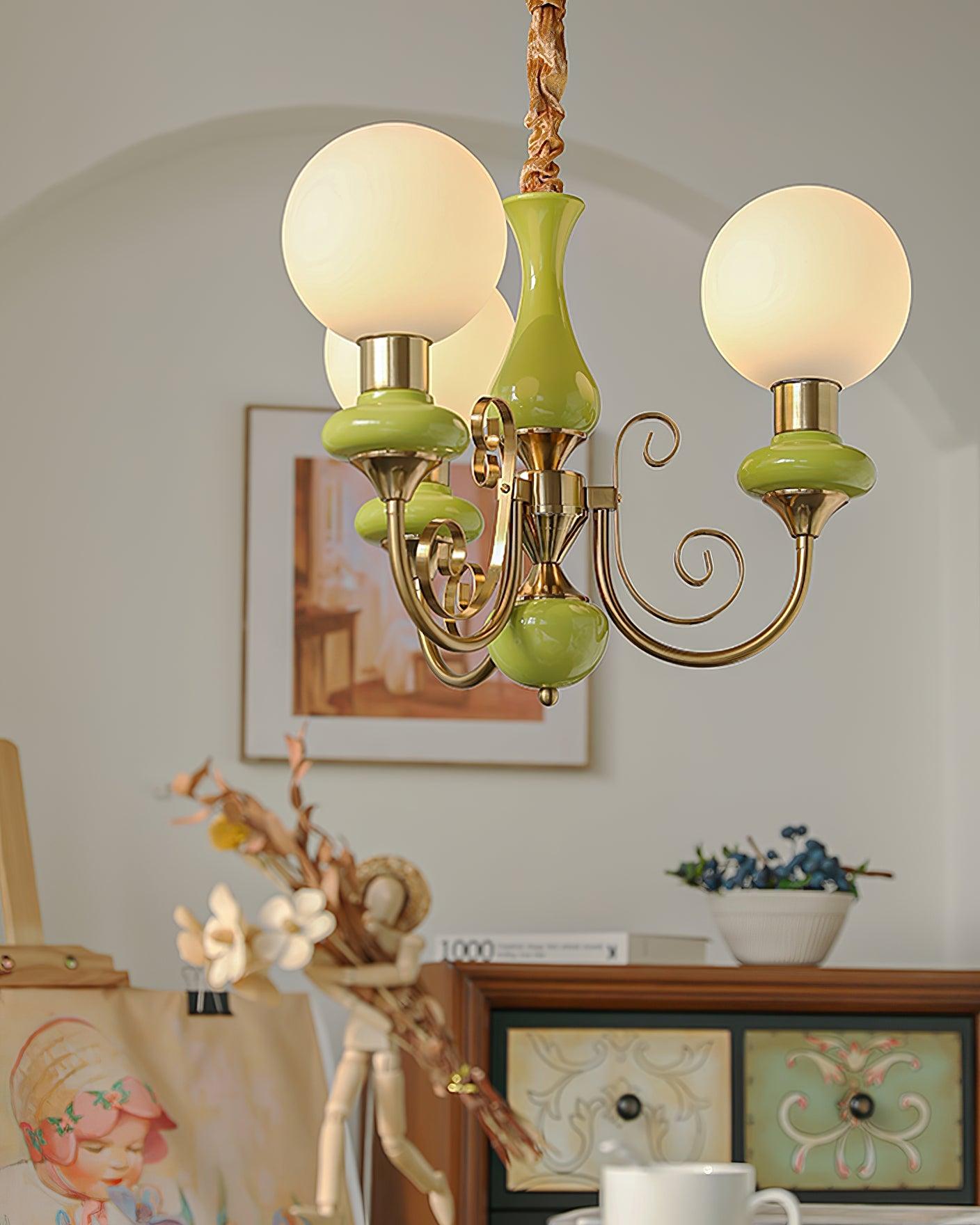 Modern Onyx Glass Pendant Light Metal Chandelier for Dining Room Living Space
