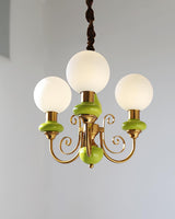Modern Onyx Glass Pendant Light Metal Chandelier for Dining Room Living Space