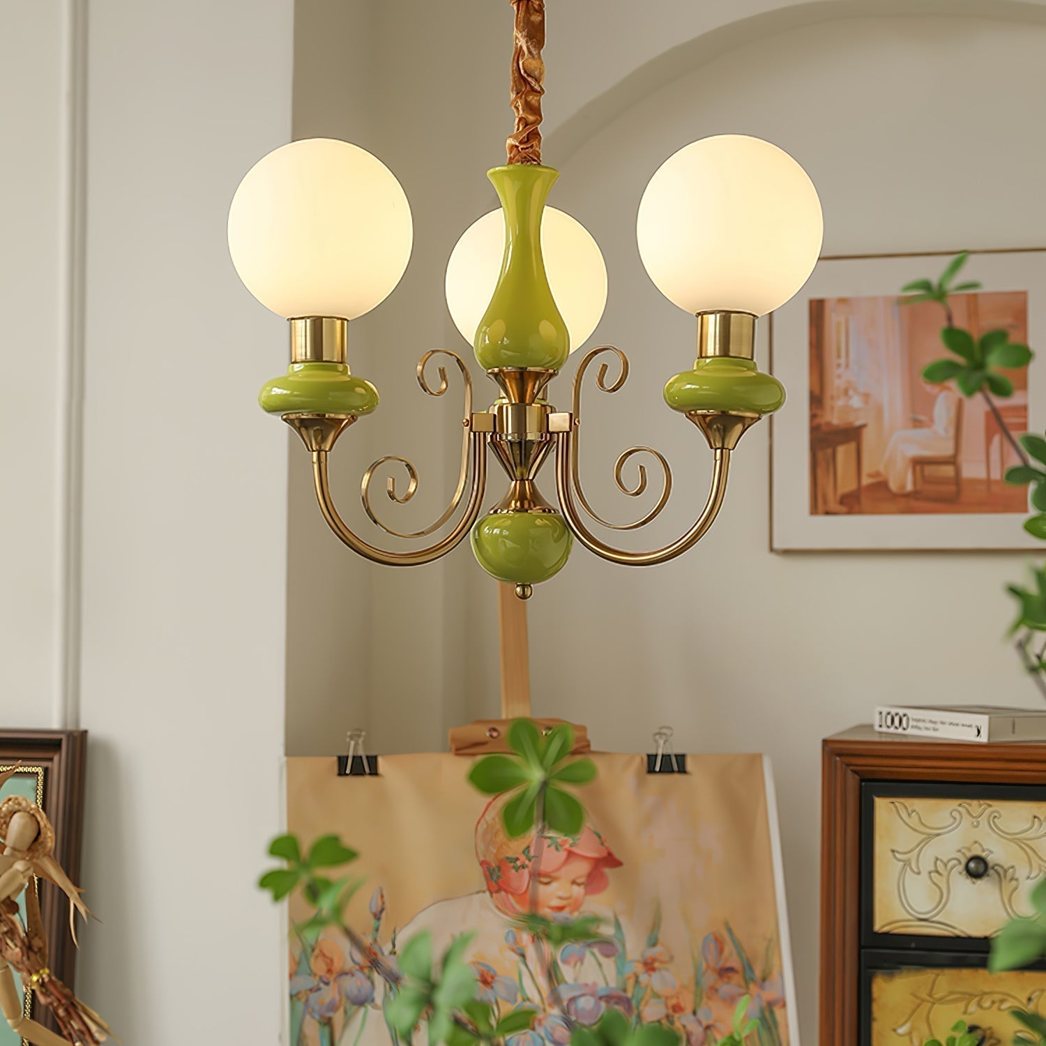 Modern Onyx Glass Pendant Light Metal Chandelier for Dining Room Living Space