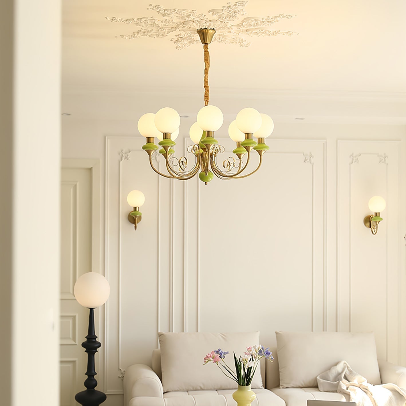 Modern Onyx Glass Pendant Light Metal Chandelier for Dining Room Living Space