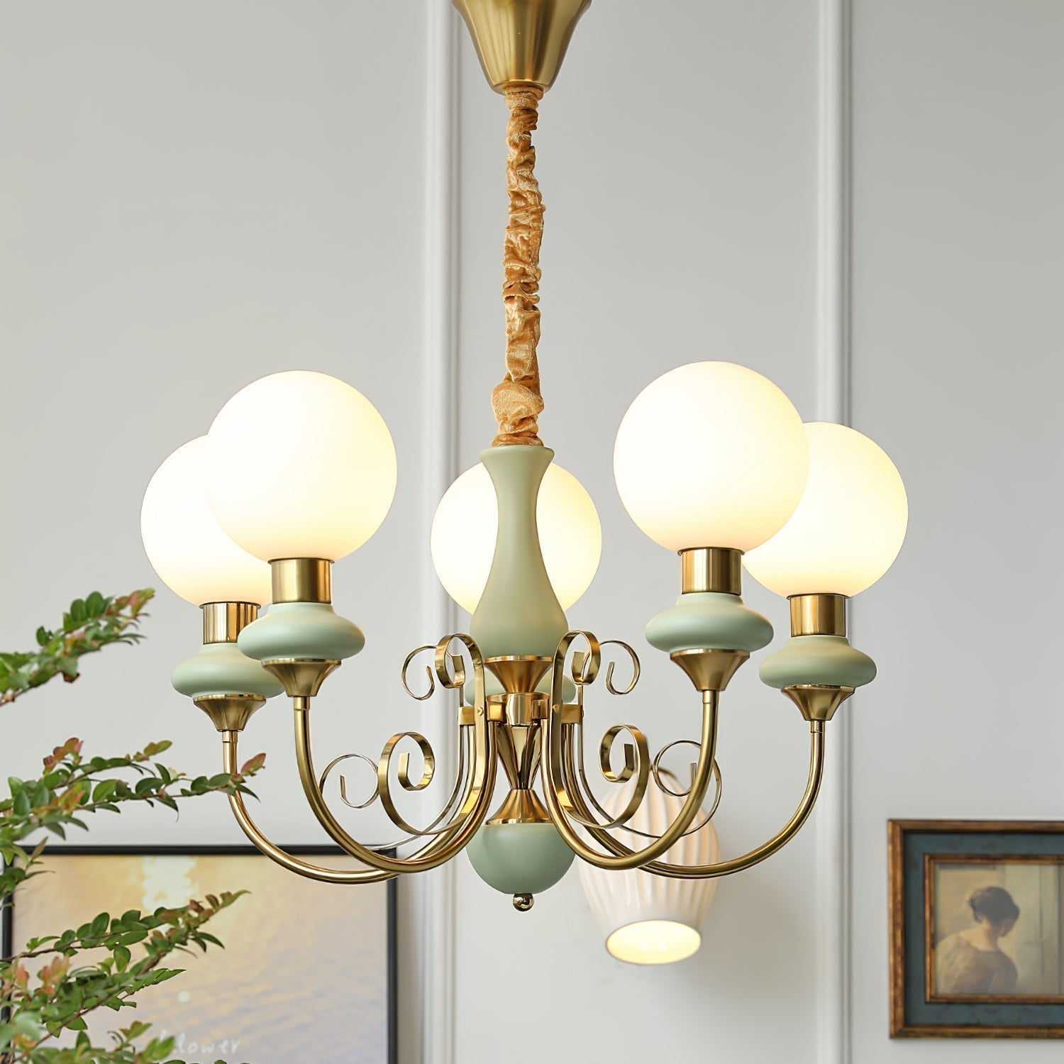 Modern Onyx Glass Pendant Light Metal Chandelier for Dining Room Living Space