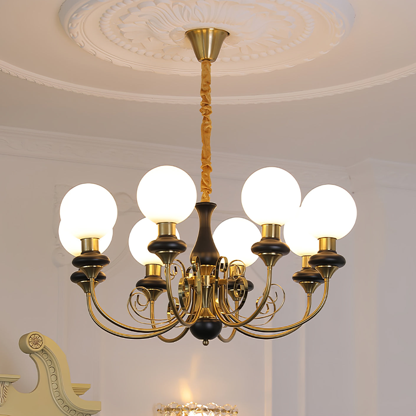 Modern Onyx Glass Pendant Light Metal Chandelier for Dining Room Living Space