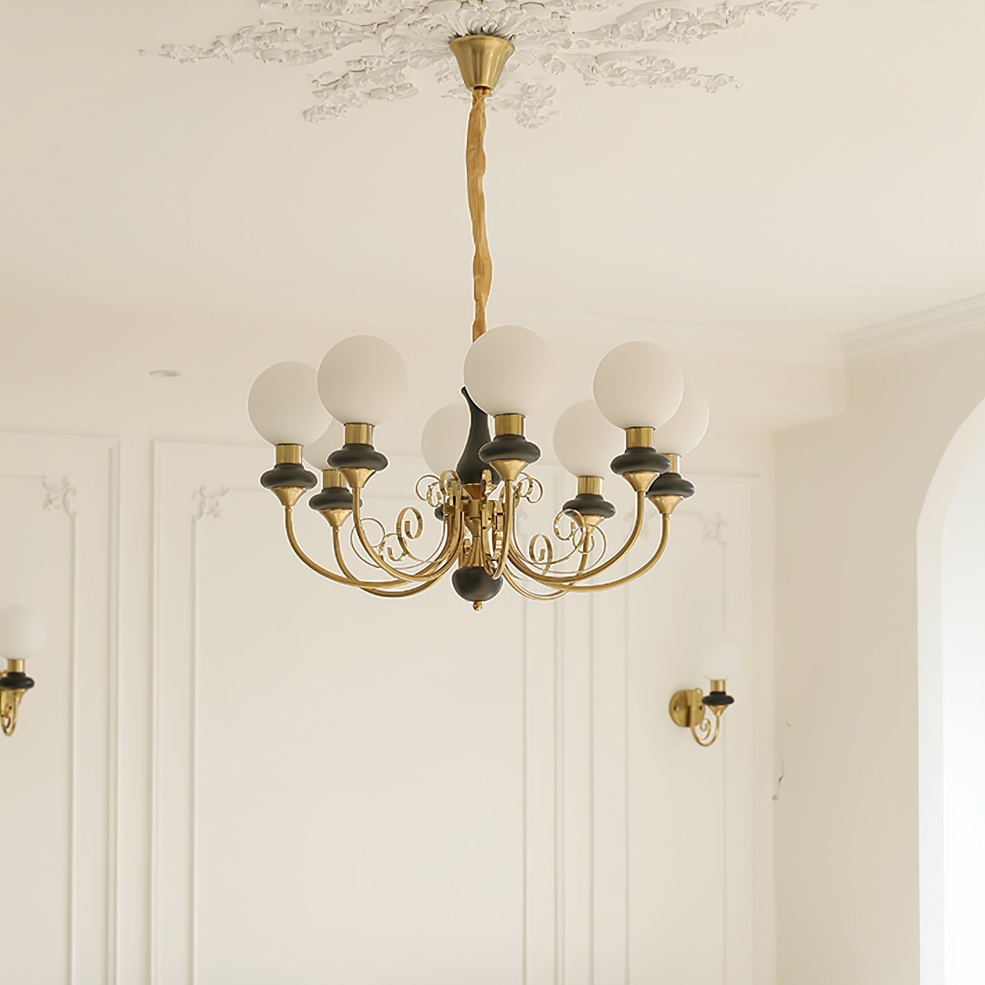 Modern Onyx Glass Pendant Light Metal Chandelier for Dining Room Living Space