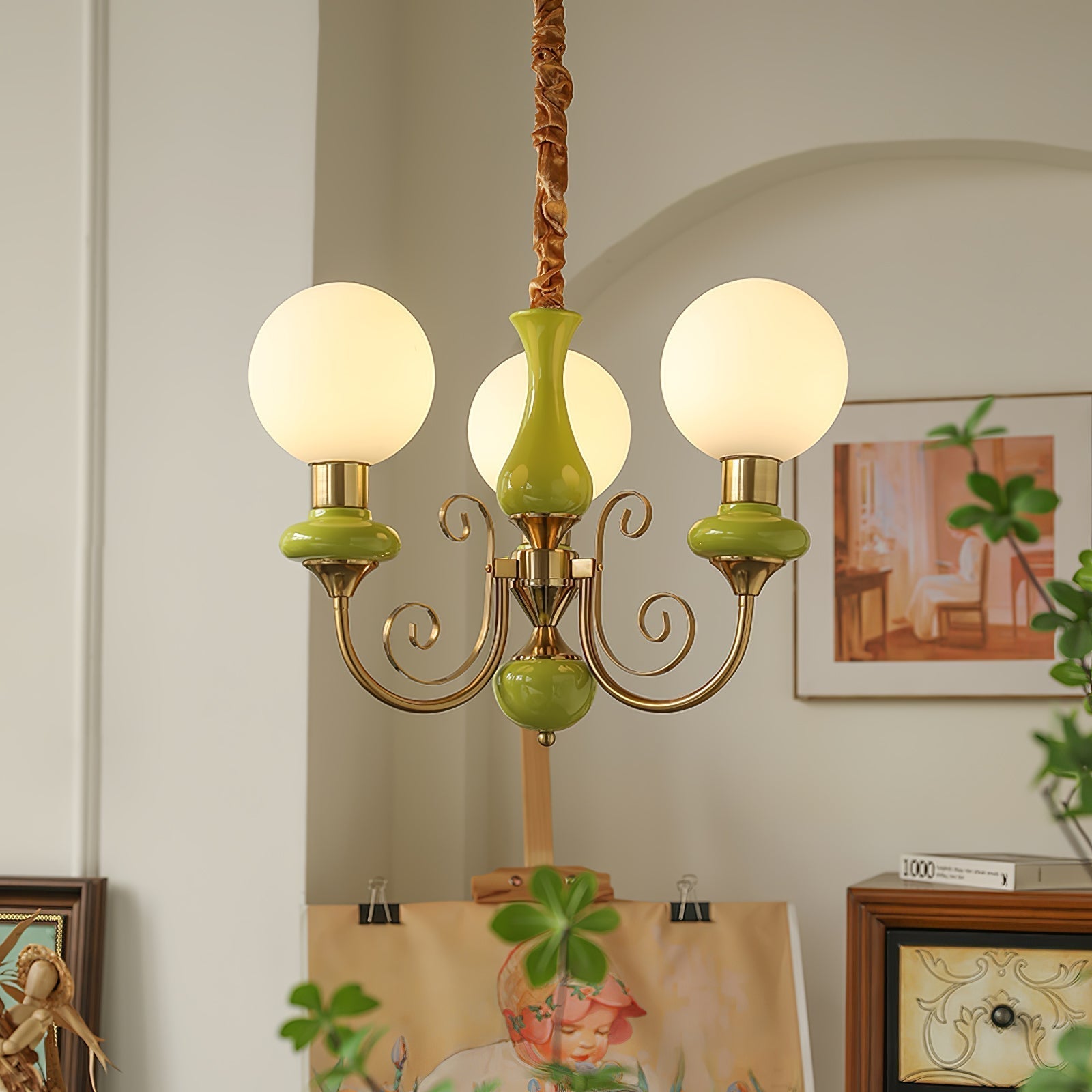 Modern Onyx Glass Pendant Light Metal Chandelier for Dining Room Living Space