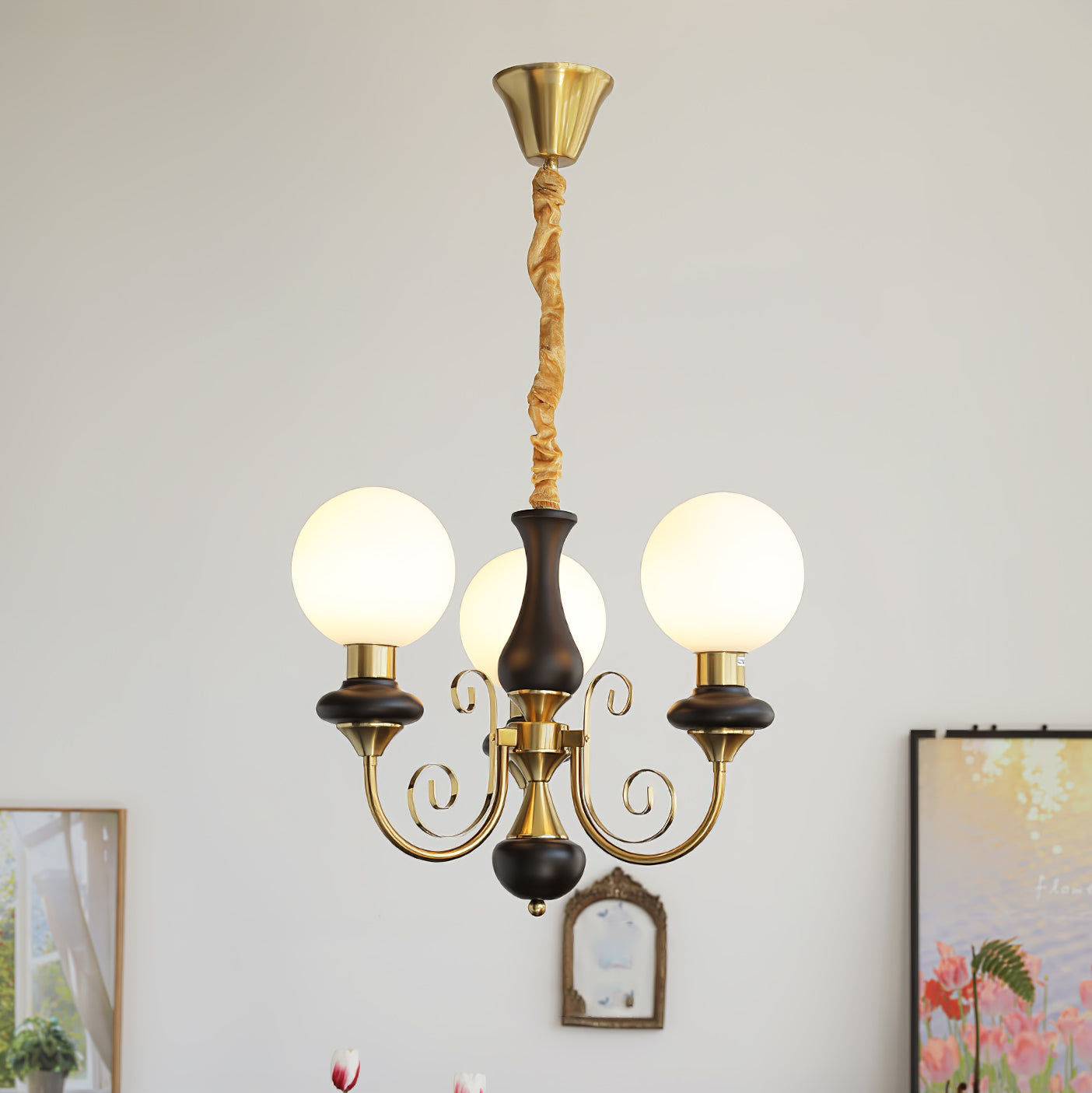 Modern Onyx Glass Pendant Light Metal Chandelier for Dining Room Living Space