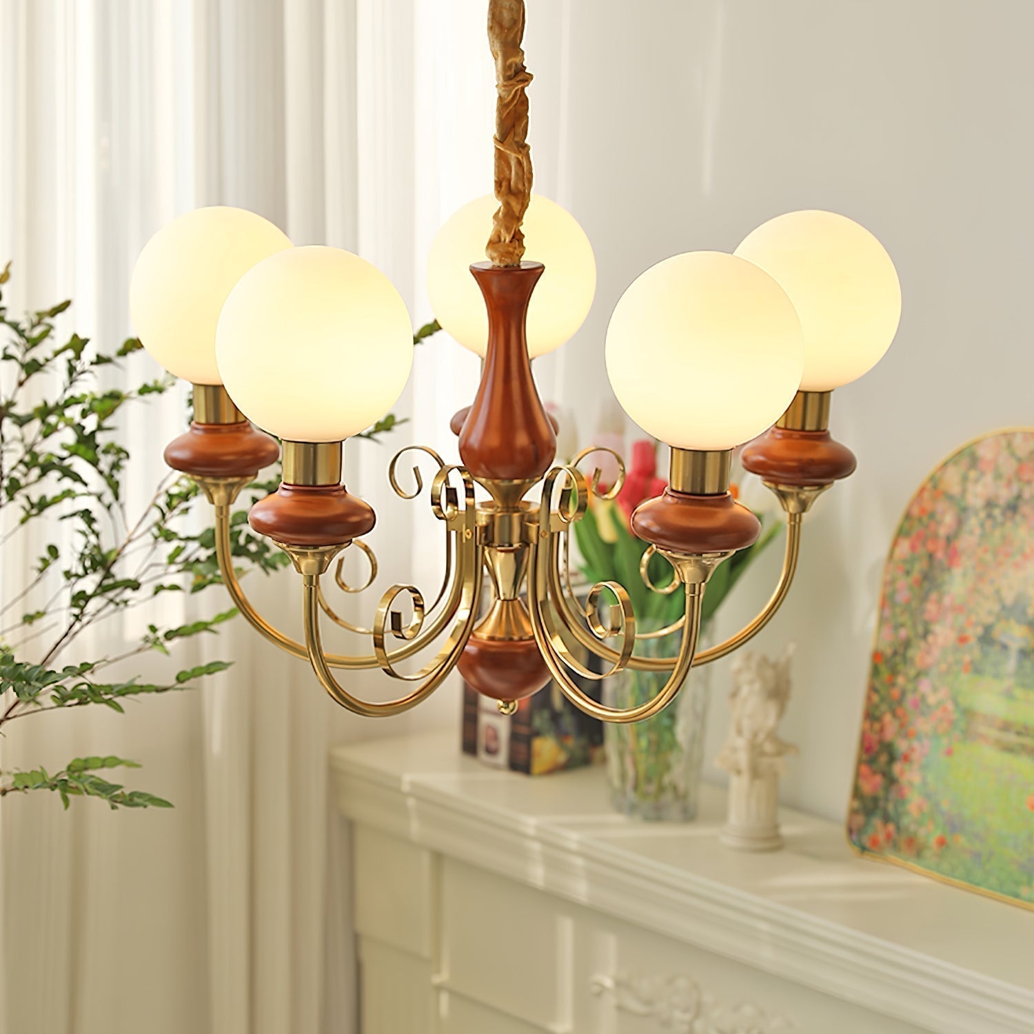 Modern Onyx Glass Pendant Light Metal Chandelier for Dining Room Living Space