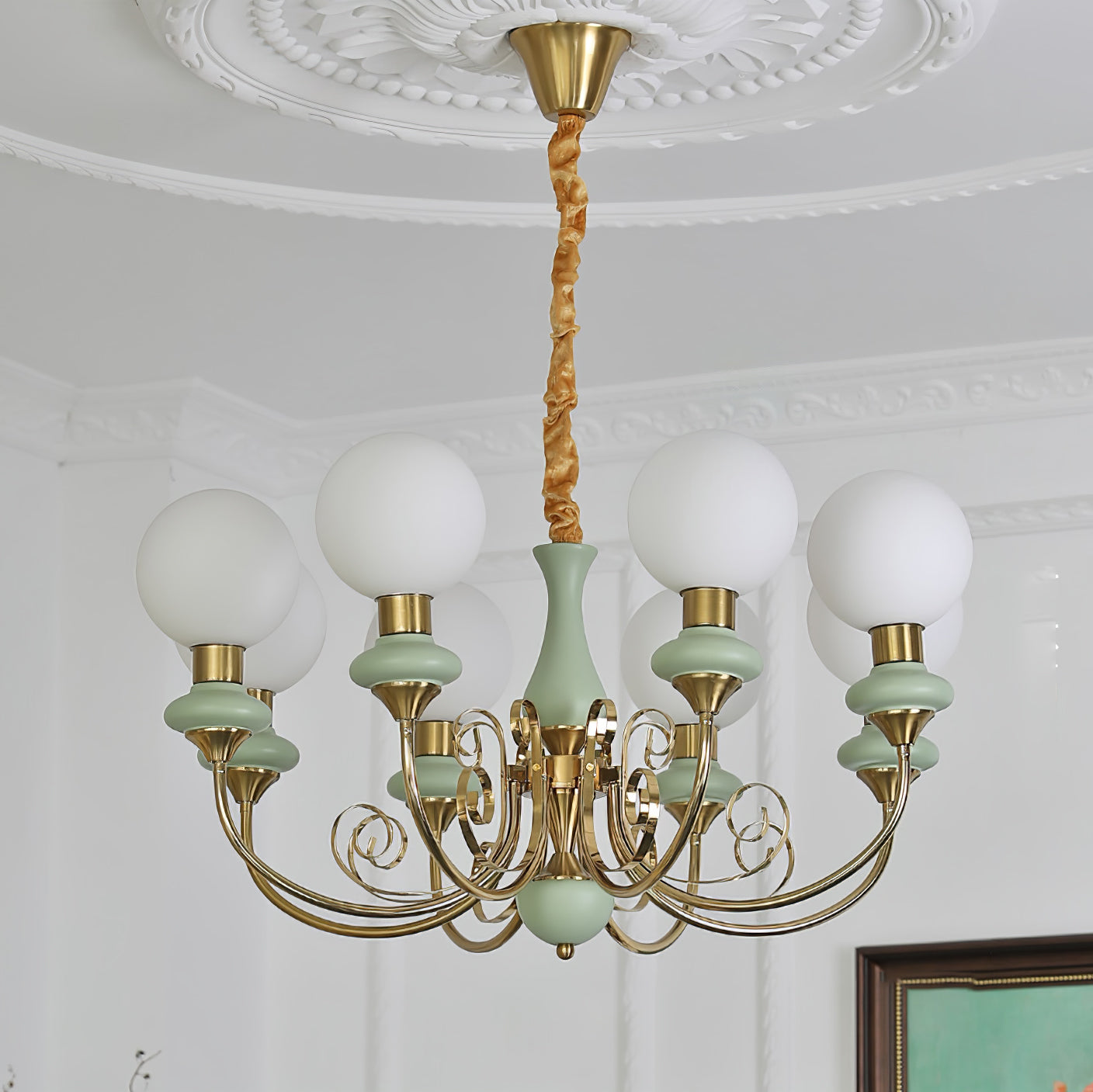 Modern Onyx Glass Pendant Light Metal Chandelier for Dining Room Living Space