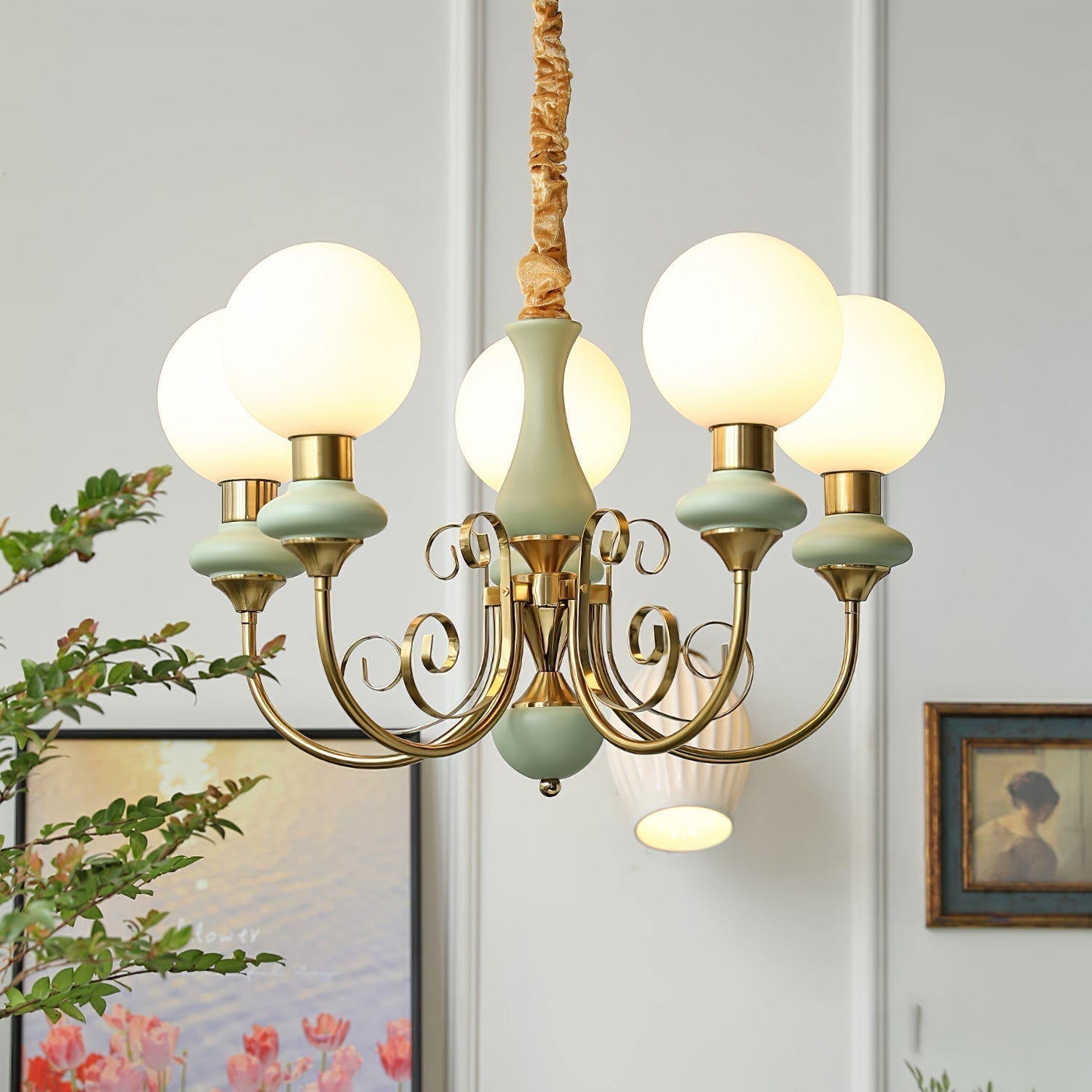 Modern Onyx Glass Pendant Light Metal Chandelier for Dining Room Living Space