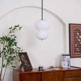 Modern Opal Glass Gourd Hanging LED Pendant Lamp for Dining and Living Rooms