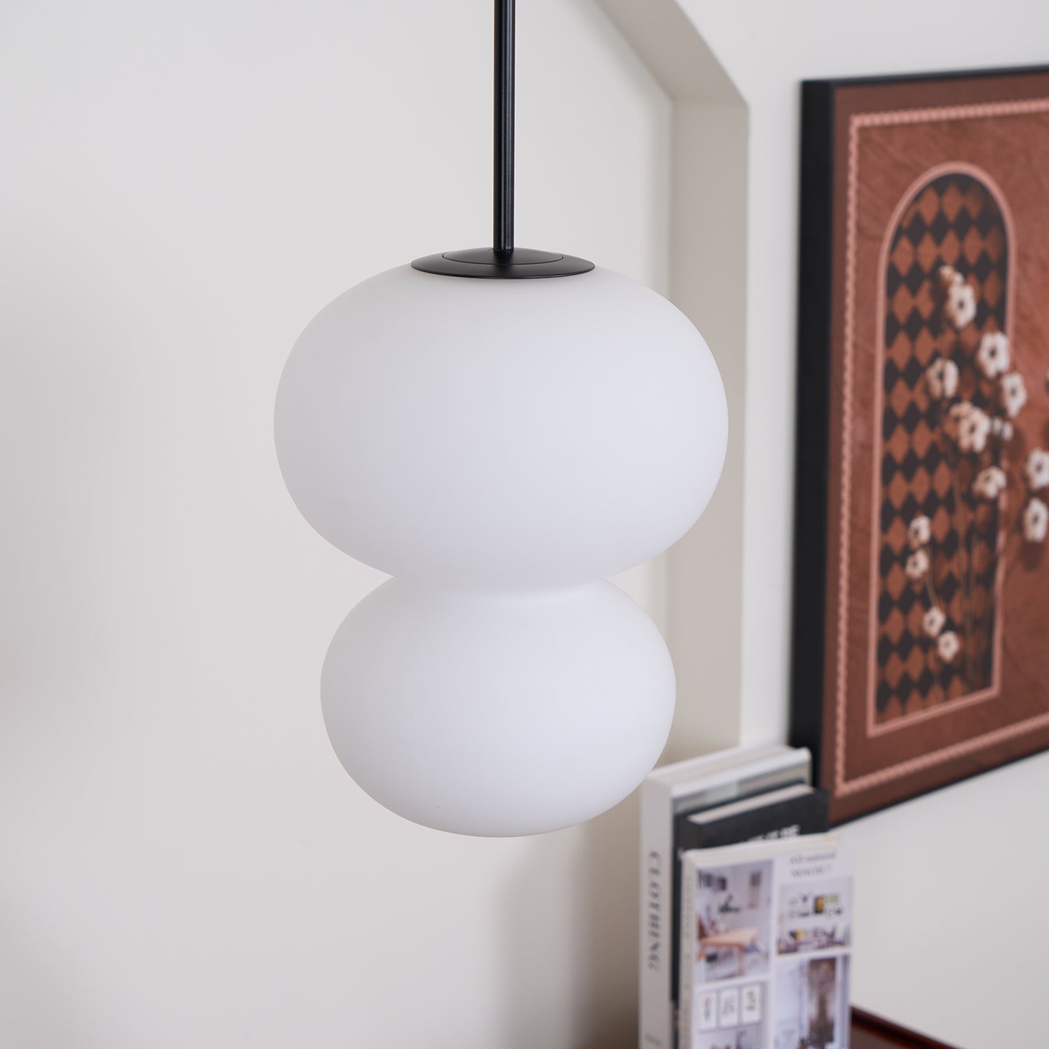 Modern Opal Glass Gourd Hanging LED Pendant Lamp for Dining and Living Rooms