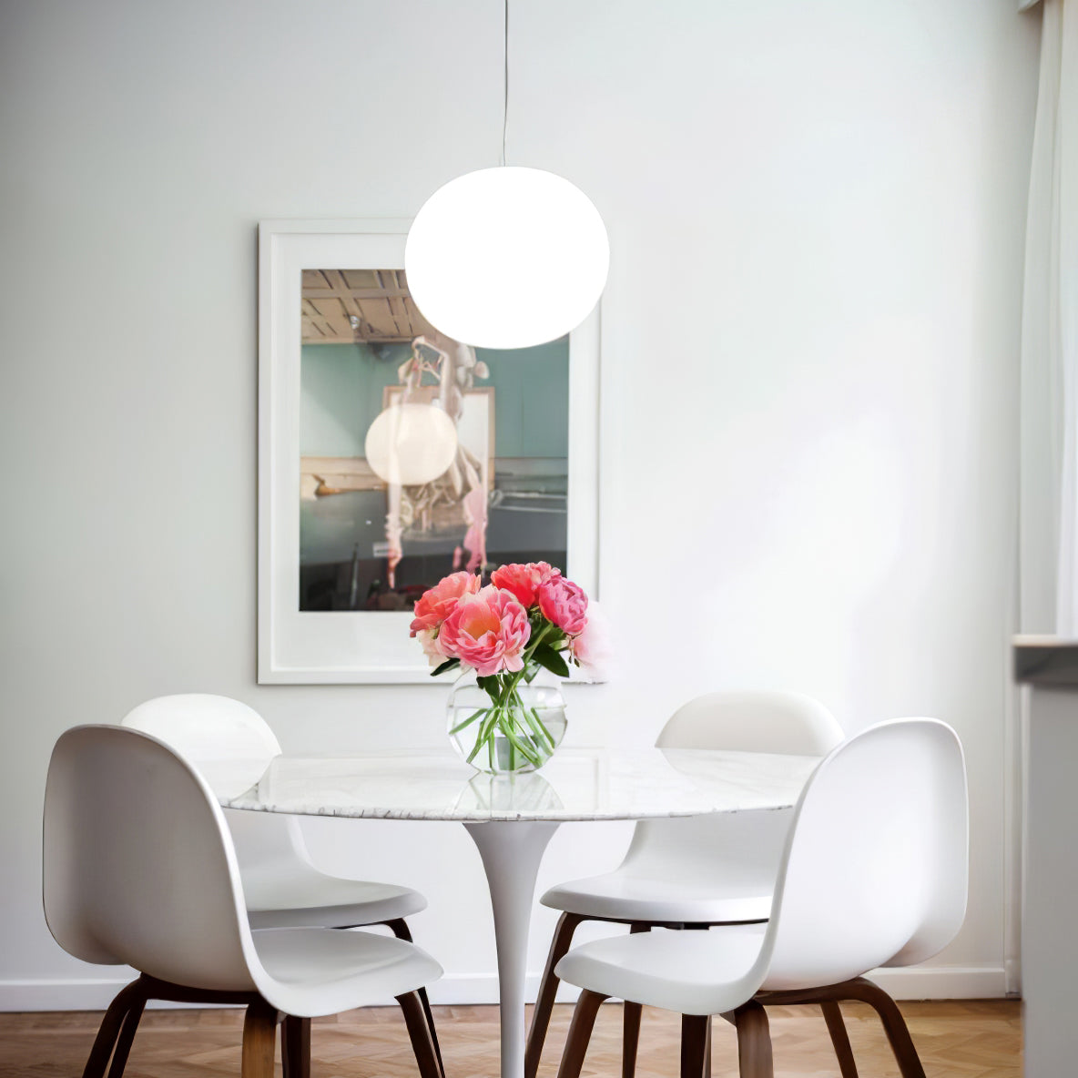 Modern Opal Glass Sphere Pendant Light Minimalist Frosted Globe Hanging Lamp