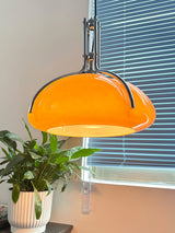 Modern Orange Plexiglass Quadrifoglio Pendant Light with Biomorphic Chrome Design
