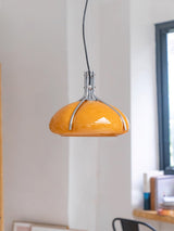 Modern Orange Plexiglass Quadrifoglio Pendant Light with Biomorphic Chrome Design