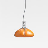 Modern Orange Plexiglass Quadrifoglio Pendant Light with Biomorphic Chrome Design