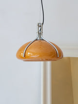 Modern Orange Plexiglass Quadrifoglio Pendant Light with Biomorphic Chrome Design