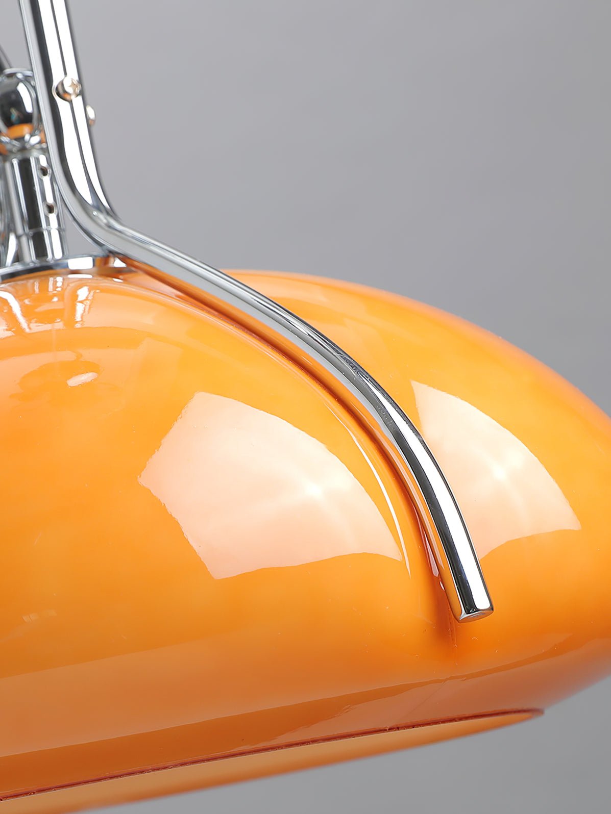 Modern Orange Plexiglass Quadrifoglio Pendant Light with Biomorphic Chrome Design