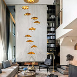 Modern Organic Brass Lotus Leaf LED Chandelier Hanging Ceiling Light Fixture