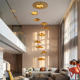 Modern Organic Brass Lotus Leaf LED Chandelier Hanging Ceiling Light Fixture