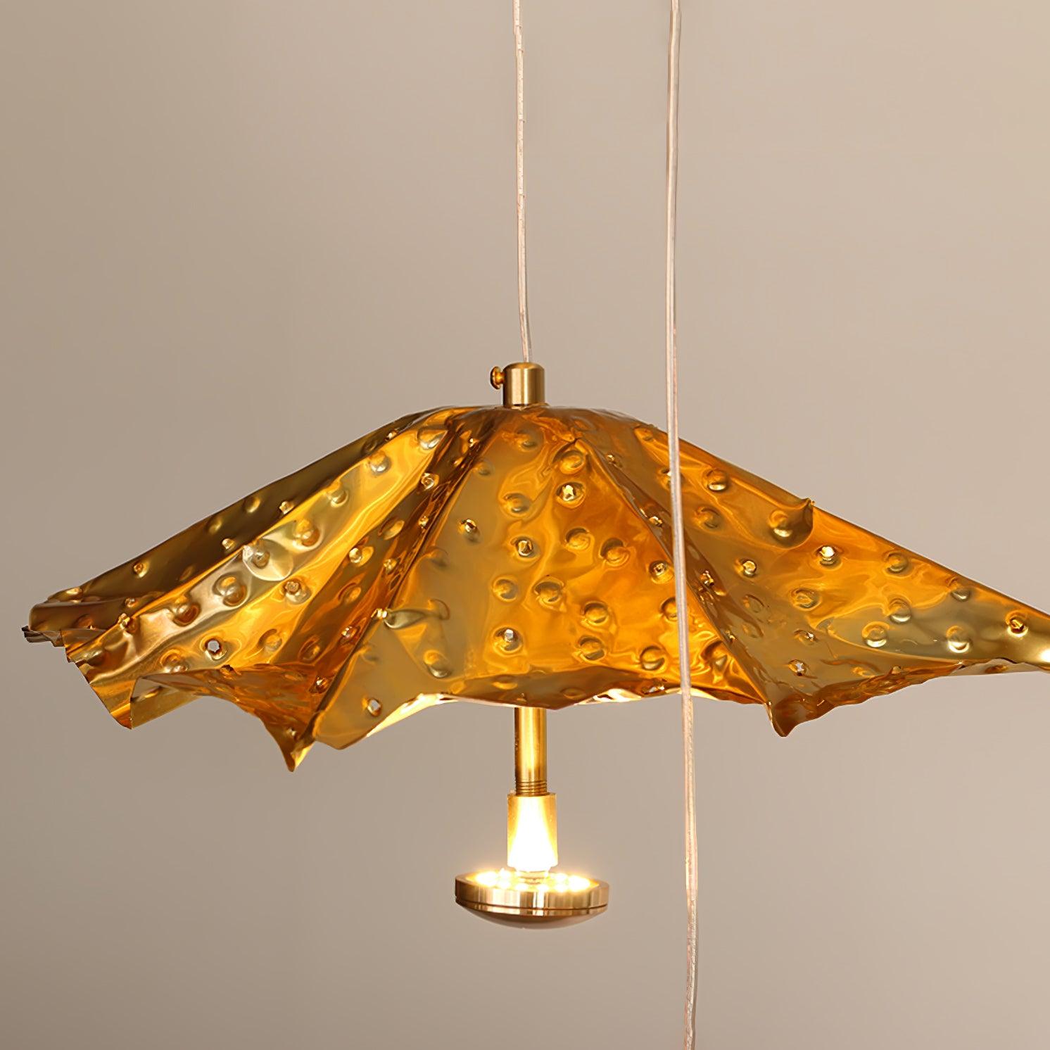 Modern Organic Brass Lotus Leaf LED Chandelier Hanging Ceiling Light Fixture