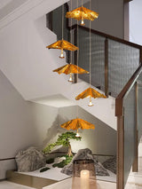 Modern Organic Brass Lotus Leaf LED Chandelier Hanging Ceiling Light Fixture