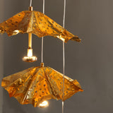 Modern Organic Brass Lotus Leaf LED Chandelier Hanging Ceiling Light Fixture