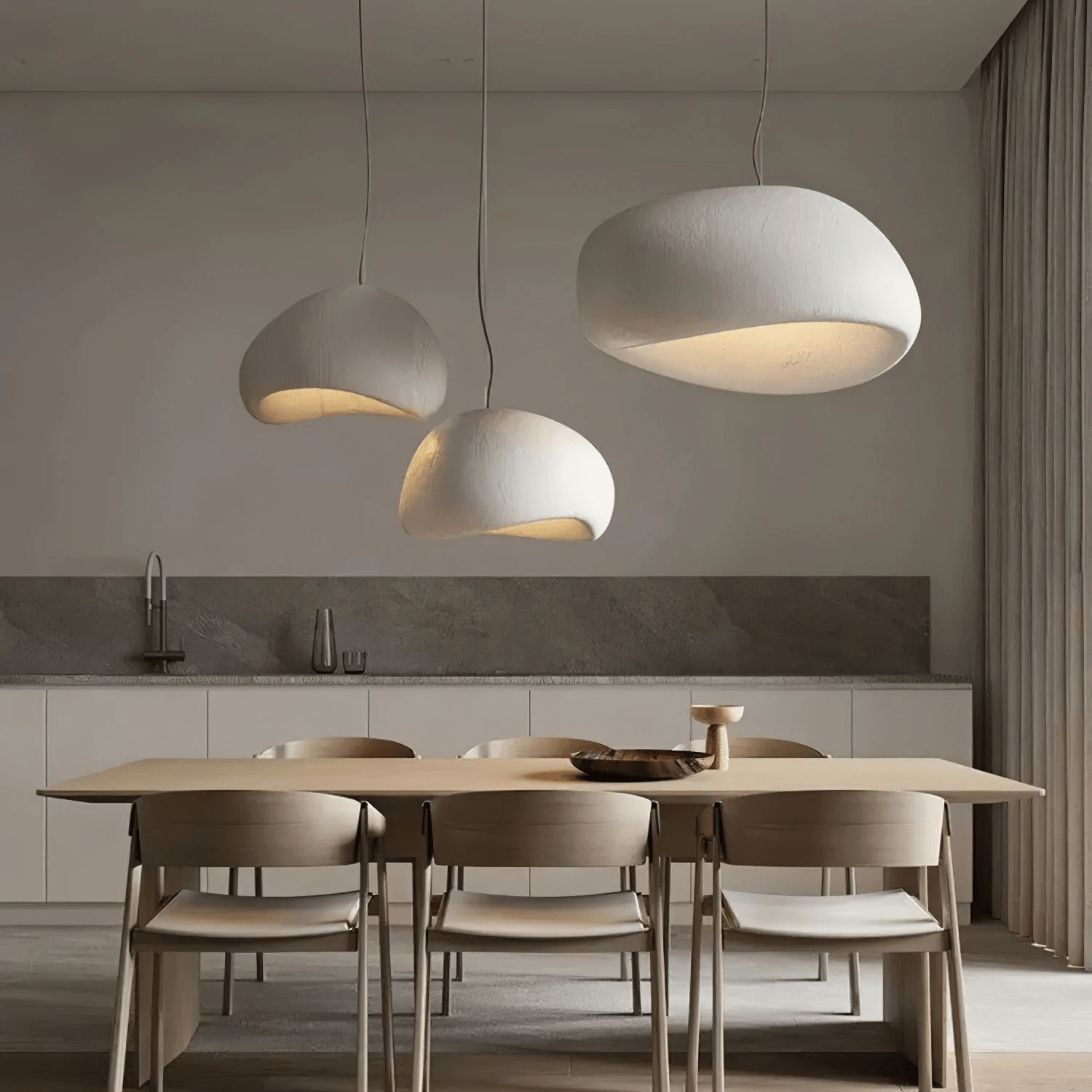 Modern Organic Cloud Chandelier with Rough Texture HDPE Shades and Adjustable Cables
