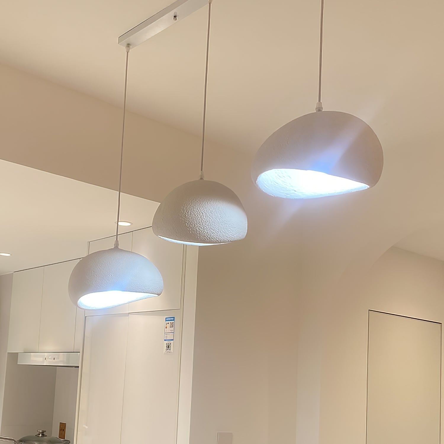 Modern Organic Cloud Chandelier with Rough Texture HDPE Shades and Adjustable Cables