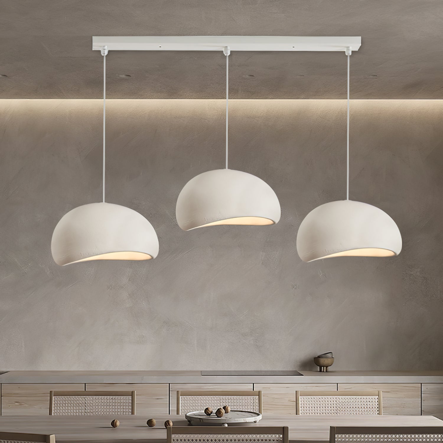 Modern Organic Cloud Chandelier with Rough Texture HDPE Shades and Adjustable Cables
