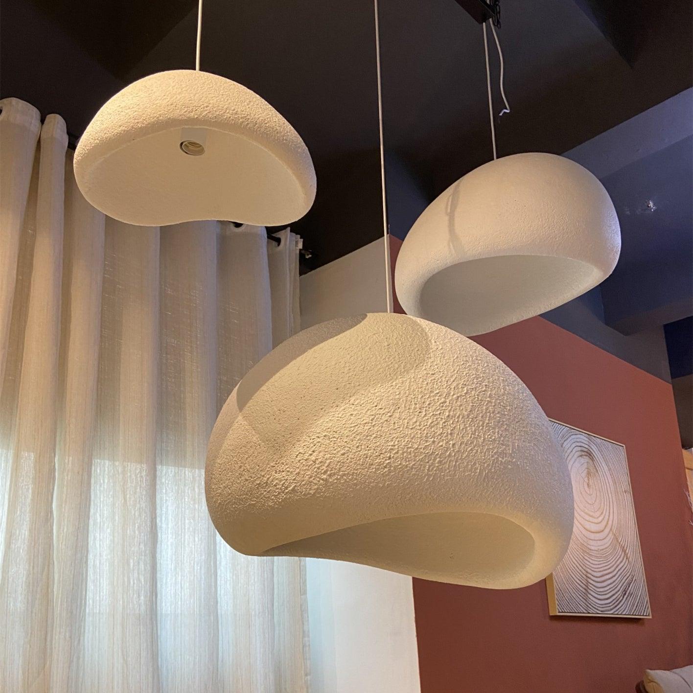 Modern Organic Cloud Chandelier with Rough Texture HDPE Shades and Adjustable Cables