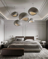 Modern Organic Cloud Chandelier with Rough Texture HDPE Shades and Adjustable Cables