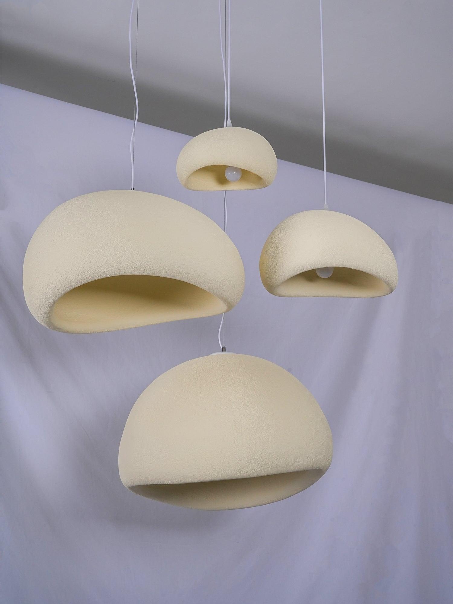 Modern Organic Cloud Chandelier with Rough Texture HDPE Shades and Adjustable Cables