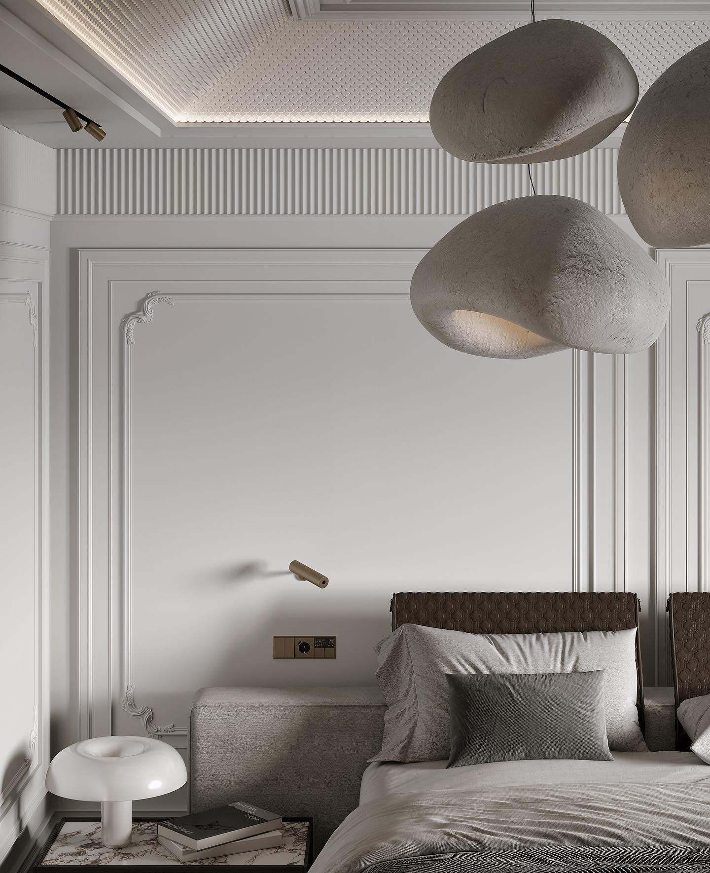 Modern Organic Cloud Chandelier with Rough Texture HDPE Shades and Adjustable Cables
