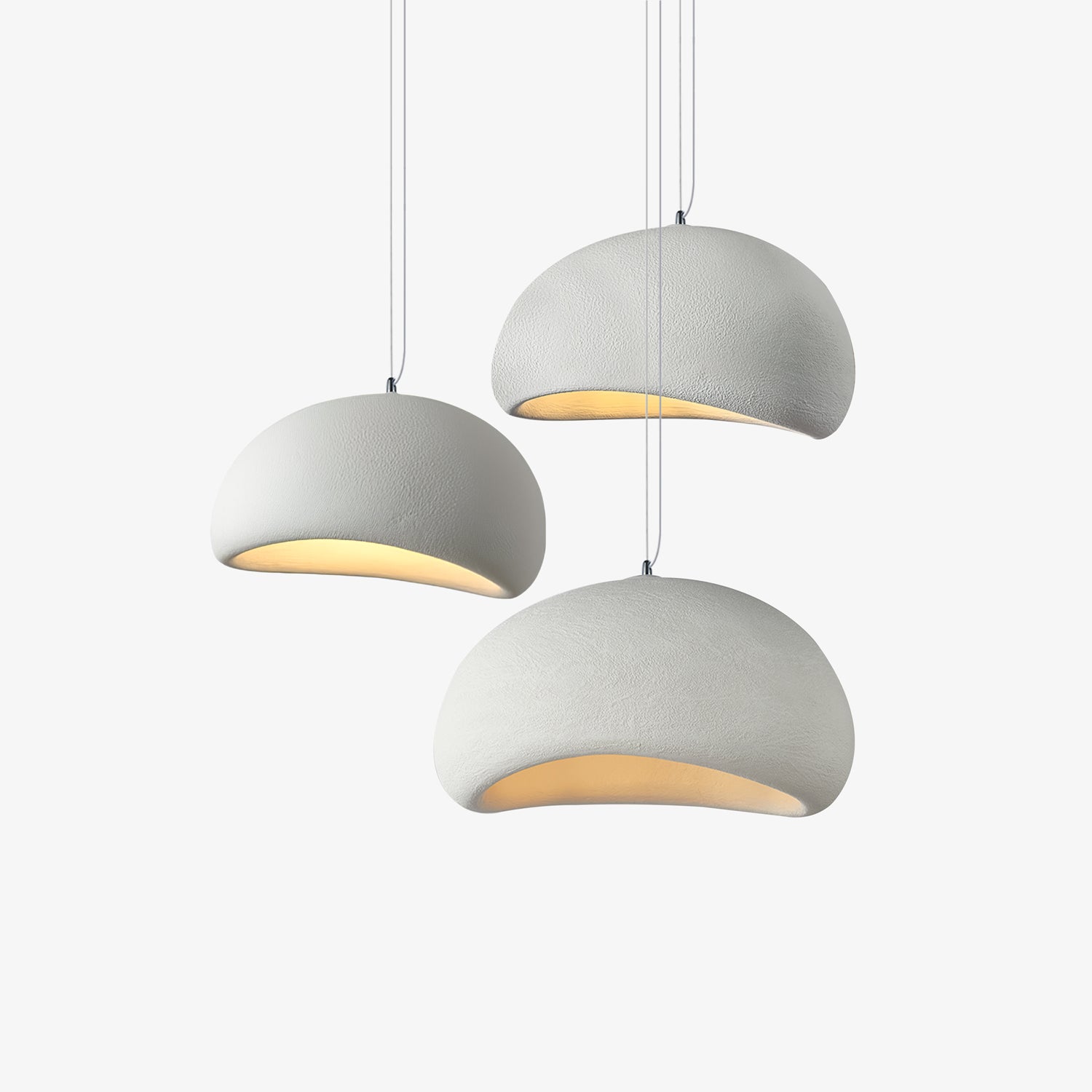 Modern Organic Cloud Chandelier with Rough Texture HDPE Shades and Adjustable Cables