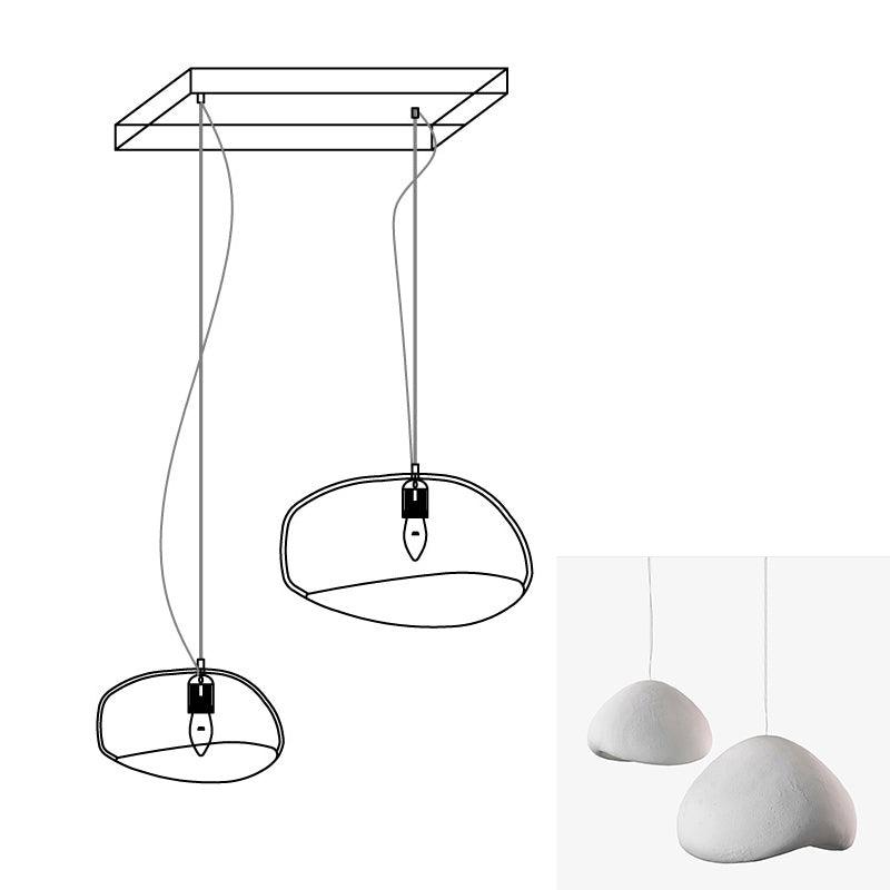 Modern Organic Cloud Chandelier with Rough Texture HDPE Shades and Adjustable Cables