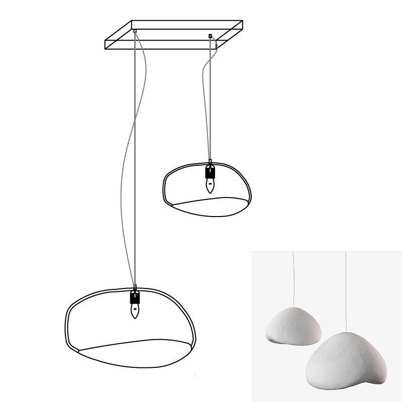 Modern Organic Cloud Chandelier with Rough Texture HDPE Shades and Adjustable Cables