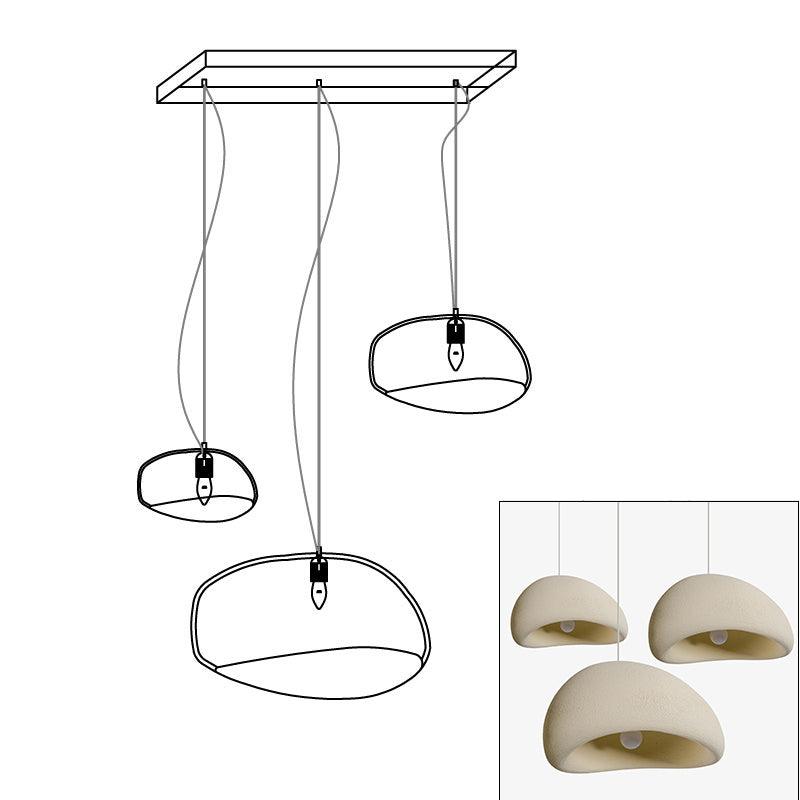 Modern Organic Cloud Chandelier with Rough Texture HDPE Shades and Adjustable Cables