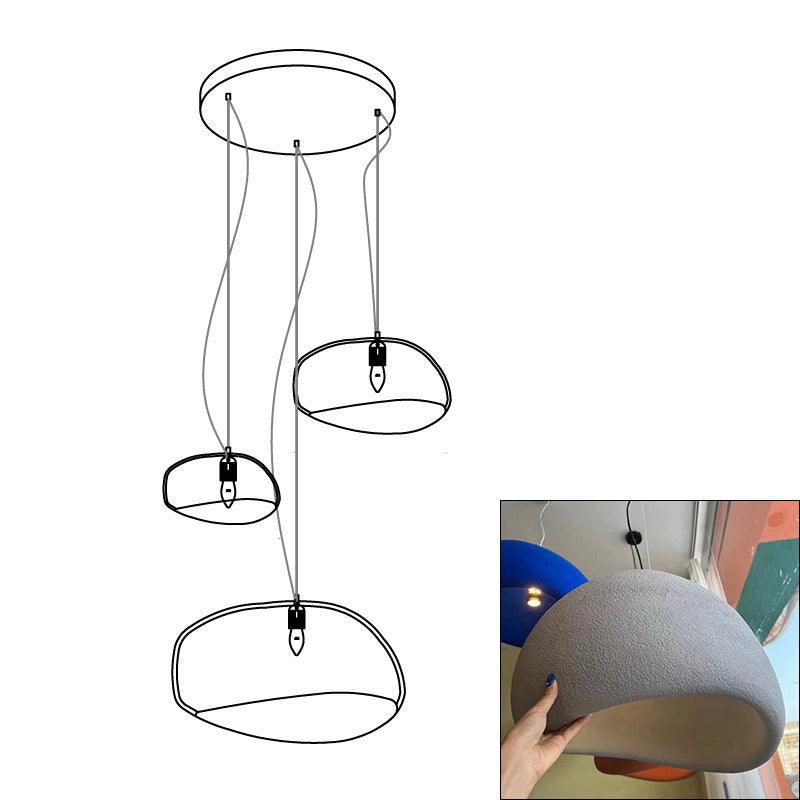 Modern Organic Cloud Chandelier with Rough Texture HDPE Shades and Adjustable Cables